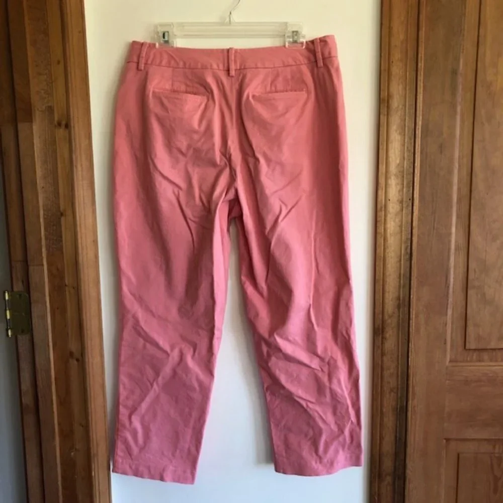 TALBOTS Stretch Pink Cotton Chino Ankle Pants 12 - Picture 7 of 16